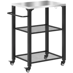 SEVOBAL Outdoor Grills, Griddles and Smokers Premium Stainless Steel Grill Cart with Foldable Side Table Cooking Station, Black, 37.4"*27.6"*19.7"