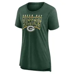 NFL Green Bay Packers Women's Champ Caliber Heather Short Sleeve Scoop Neck Triblend T-Shirt