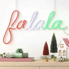LED Animated Christmas Neon Fa La La Hangable Sign White/Red/Green - Wondershop&trade;