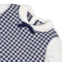 Hope & Henry Girls' Long Sleeve French Blocked Peter Pan Collar Sweater Dress, Kids