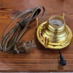 Lehman's Brass #2 Electric Converter Burner for Oil Lamps with Brown Cord