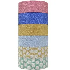 Wrapables Japanese Washi Masking Tape, Glitter Collection (Set of 6)