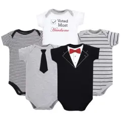 Little Treasure Baby Boy Cotton Bodysuits 5pk, Tuxedo