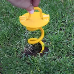 Sunnydaze Outdoor Tarp Tent Tie-Out Heavy-Duty Spiral Ground Anchor Stake with Folding Ring - Yellow