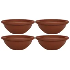 HC Companies 18 Inch Resin Garden Bowl Planter Pot, Terra Cotta Clay (2 Pack)