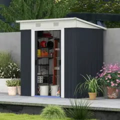 Outsunny Metal Garden Shed, Backyard Tool Storage Shed with Dual Locking Doors, 2 Air Vents and Steel Frame