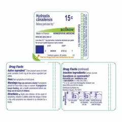 Hydrastis Canadensis 15C by Boiron Homeopathic Single Medicine For Cough, Cold & Flu  -  80 Pellet