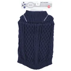 Luvable Friends Dogs and Cats Cableknit Pet Sweater, Navy
