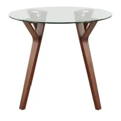 35.5" Folia Mid-Century Modern Modern Round Dining Tables Walnut/Clear - LumiSource