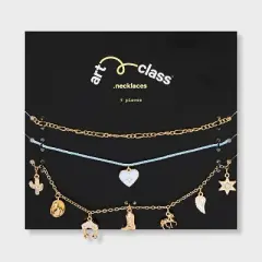 Girls' 3pk Western Heart Charms Necklace - art class&trade;