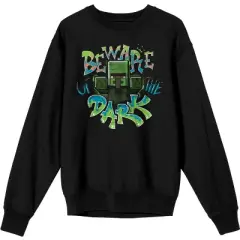 Minecraft Beware Of The Dark Men's Black Long Sleeve Sweatshirt