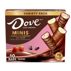 DOVE Minis Frozen Ice Cream Bars Variety Mix Vanilla and Strawberry Ice Cream With Milk Chocolate - 10ct/7.5 fl oz
