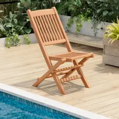 Costway Patio Folding Chair Indonesia Teak Wood Slatted Seat Natural Portable Outdoor