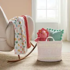 Tufted Fabric Large Round Storage Basket - Khaki and Cream - Cloud Island&trade;