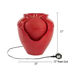 Nature Spring Indoor or Outdoor Jar Water Fountain - 17" x 15", Red
