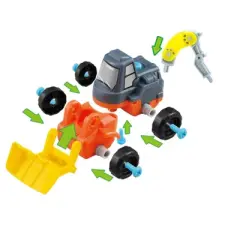 Ready! Set! Play! Link 27 Piece 3-In-1 Take-A-Part Construction Toy Truck Turns into Bulldozer, Excavator, And Roller