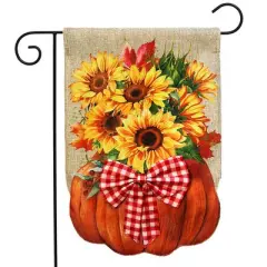 Briarwood Lane Fall Garden Flag 12x18 For Outdoor Sunflower Filled Pumpkin Burlap For Fall Garden Flag Flags For Outside