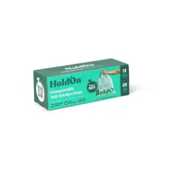 HoldOn Bags Compostable Tall Kitchen Trash Bags - 13gal/25ct