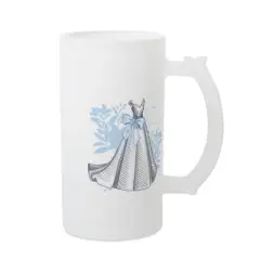 Elanze Designs Freezable Beer Stein Mug With Thumb Grip Handle, 16 Ounce Frosted Glass, Wedding Day