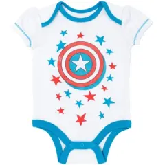 Marvel Avengers Captain Captain America Spider-Man Baby Girls Cuddly Short Sleeve Bodysuit and Headband Captain Marvel, Captain America, Spider-Girl 