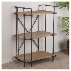 Yorktown 40.5" 3-Shelf Industrial Bookcase Brown - Christopher Knight Home