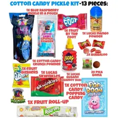 Food Crush-Tiktok Blue Raspberry Pickle Kit-W/Cotton Candy Crunch-Candy Gift Pouch-(13 PCS) Birthday Christmas Gifts For Kids