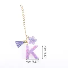 Unique Bargains Star Sequin Letter K Flower Tassel Water Cup Pendant Purple 1 Pc