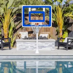 GoSports Deck-Mounted Splash Hoop ELITE Adjustable Height Inground Pool Basketball Game with Regulation Rim