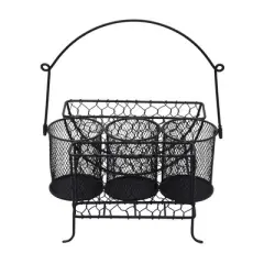 Mikasa Gourmet Basics Farmer's Market Picnic Caddy - Expandable Flatware Organizer - Iron Wire Frame with Compartments - Portable Drawer Organizer