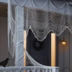 36' Black Light Responsive Jumbo Eerie Fabric White Halloween Prop - Hyde and EEK! Boutique&trade;: Polyester Mesh, Indoor/Outdoor Use