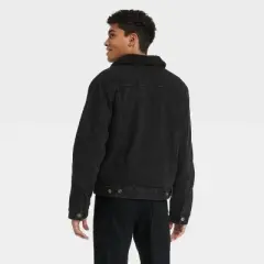 Men's Faux Shearling Lined Denim Trucker Jacket - Goodfellow & Co&trade; Black