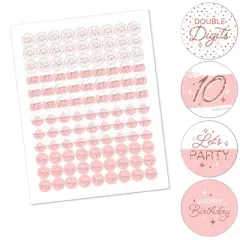 Big Dot of Happiness 10th Pink Rose Gold Birthday - Happy Birthday Party Round Candy Sticker Favors - Labels Fits Chocolate Candy (1 sheet of 108)