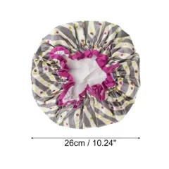 Unique Bargains Women Double Layer Wave Dots Shower Cap Gray 1 Pc