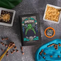 Bones Coffee Company Frankenbones, Chocolate Hazelnut Flavored Coffee Pods, 12 ct Single-Serve Bones Cups Compatible with Keurig Coffee Maker