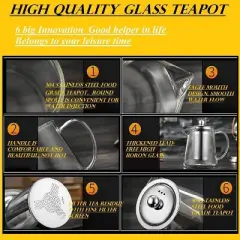 Itopfox Mini Glass Teapot with Removable Stainless Steel Infuser for Blooming & Loose Leaf Tea, Microwave & Stovetop Safe