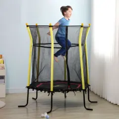 Qaba 5.2' Kids Small Trampoline with Enclosure, Springfree Toddler Trampoline with Net, for Single Jumper, Indoor Play Equipment for Ages 3-10