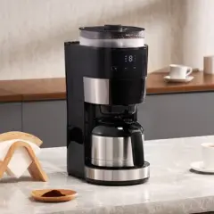 VEVOR Coffee Maker with Grinder, 8 Cup Programmable Coffee Machine, Grind and Brew Coffee Maker with 24-Hour Timer for Auto Brew, Reusable Filter