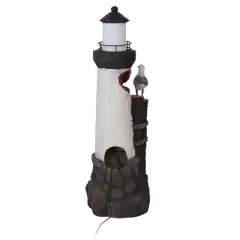 Sunnydaze 36"H Electric Polyresin Gull's Cove Lighthouse Outdoor Water Fountain with LED Light
