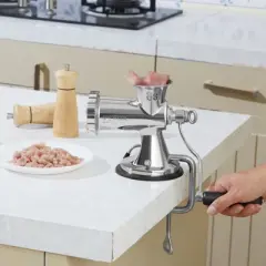 VEVOR Manual Meat Grinder, 304 Stainless Steel Hand Meat Grinder with Suction Cup + Steel Table Clamp, Meat Mincer Sausage Maker & 2 Cutting Plates