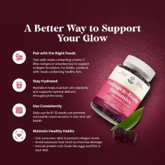 Collagen + Biotin Gummies, Extra Strength Biotin Collagen Supplement for Hair, Skin, & Nails for Women, Raspberry Flavor, Nature's Craft, 90ct