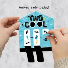 Big Dot of Happiness Two Cool - Boy - Blue 2nd Birthday Party Game Pickle Cards - Pull Tabs 3-in-a-Row - Set of 12