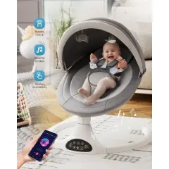BabyBond Baby Swings for Infants with 5 Point Harness Belt and Remote Control, Portable Baby Swing for Indoor and Outdoor
