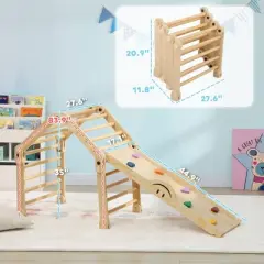 Indoor Toddler Climbing Toys, 4 in 1 Pikler Climbing Toys for Toddlers 18-48 Months