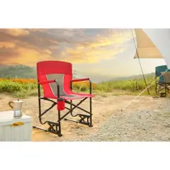 Gulches Outdoor Portable Chairs - Freestyle Rocker Folding Chair with Comfortable Backrest, Red