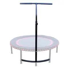 LEAPS & REBOUNDS 40" Adjustable Stability Bar Attachment with 40" Mini Fitness Trampoline and Home Gym Rebounder for Cardio Exercises, Blue