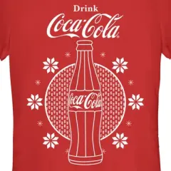 Junior's Coca Cola Christmas Snowflakes Bottle T-Shirt