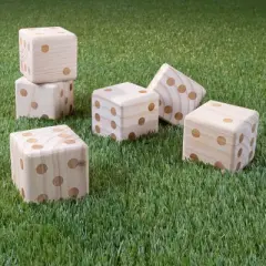 Toy Time Giant Wooden Yard Dice - 6 Outdoor Dice with Carrying Case