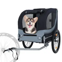 KTMBDW Dog Bike Trailer Pet Cart Bicycle Wagon Cargo Carrier Attachment for Travel with Entrances Large Wheels for Cycling, Jogging, Camping