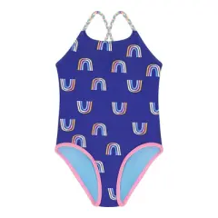 Andy & Evan Toddler Girls Swim Suit Blue, Size 3T