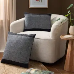 TOWN & COUNTRY TERRA Alara Solid Border Handcrafted Indoor Outdoor Decorative Pillow